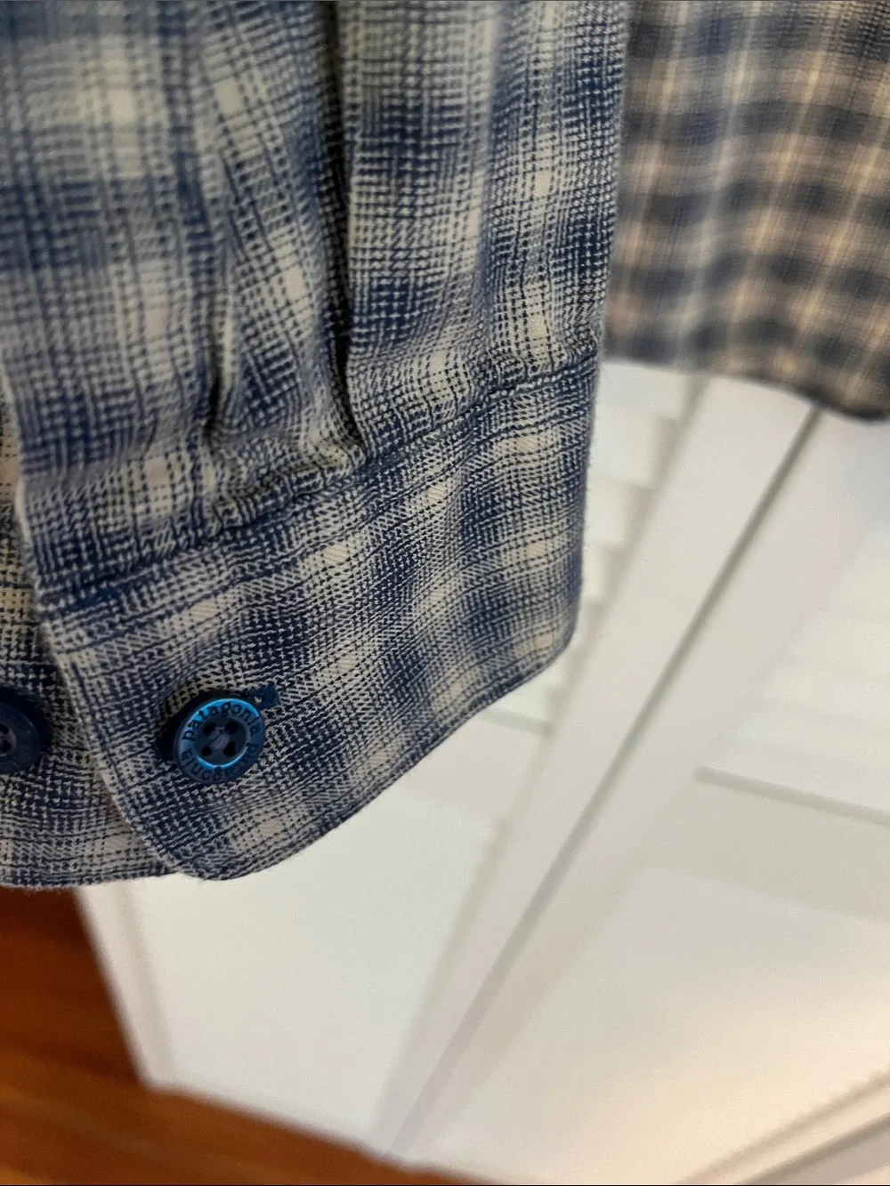 Patagonia Organic Cotton Plaid Shirt Sz XL Blue